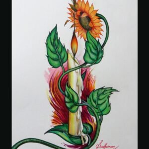 CANDLE AND SUNFLOWER