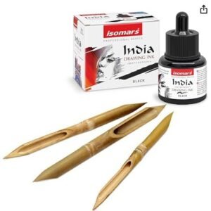 Isomars Bamboo Pen Combo with Black Waterproof Drawing Ink