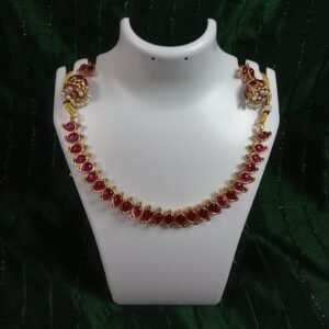 Gold Plated Traditional Manga Necklace with red stone