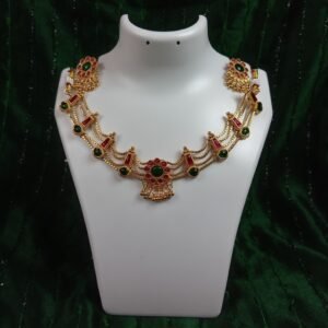 Gold Plated Traditional Palakka Necklace With Stud