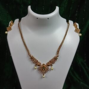 Gold Plated Stone Swan Necklace With Stud