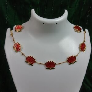 Gold plated Red Lotus With Stud