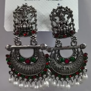 Jimuki Metal Jhumki Earring Metal Finish Goddess Saraswathi