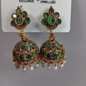 Jimuki Metal Jhumki Earring Peacock feather style