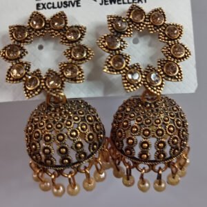 Jimuki Metal Jhumki Earring With Copper colour Star type Ring