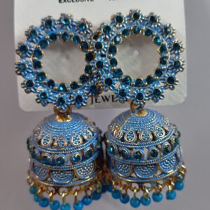 Jimuki Metal Jhumki Earring Light Blue Stylish