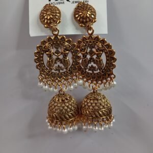 Jimuki Copper coloured Metal Jhumki Earring Dancers and with drops