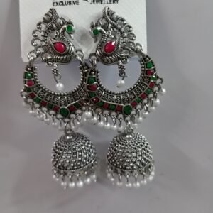 Jimuki Metal Jhumki Earring Peacock with two colour
